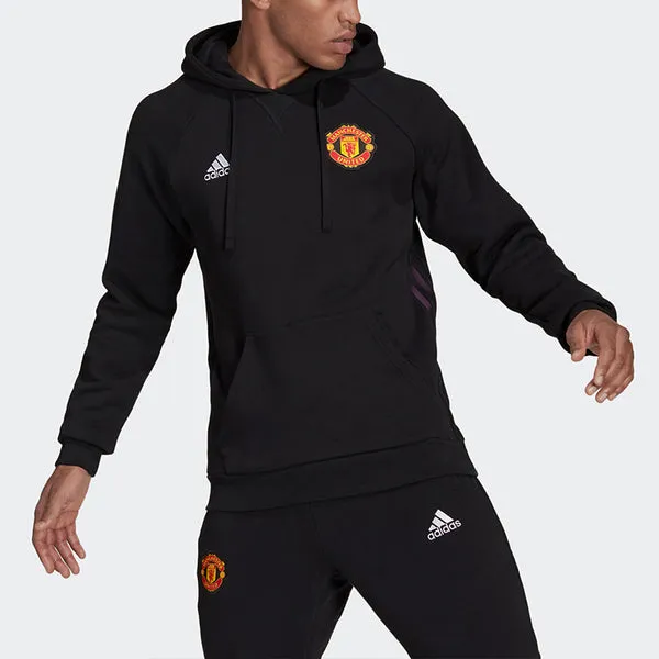 adidas Manchester United Embroidered team logo Soccer/Football Sports Black sweatshirt, black