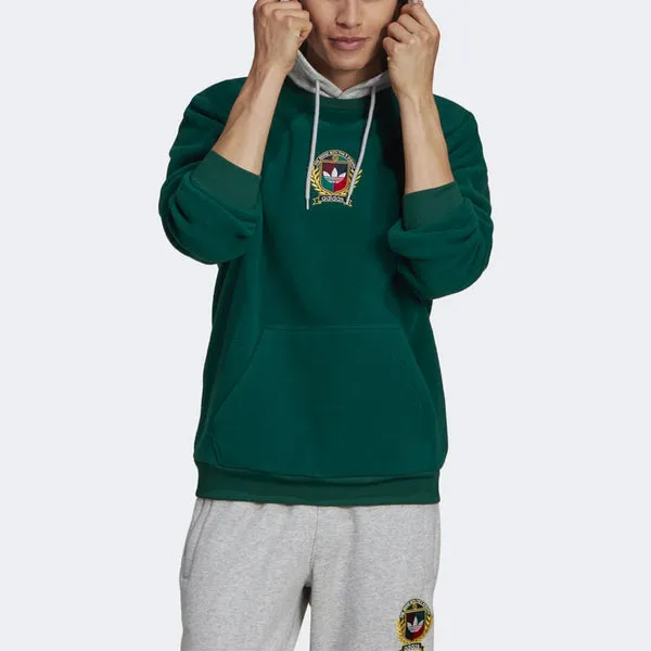 adidas originals C Crest Pf Hdy Logo Sports Pullover Contrasting Colors Forest Green Sweatshirt