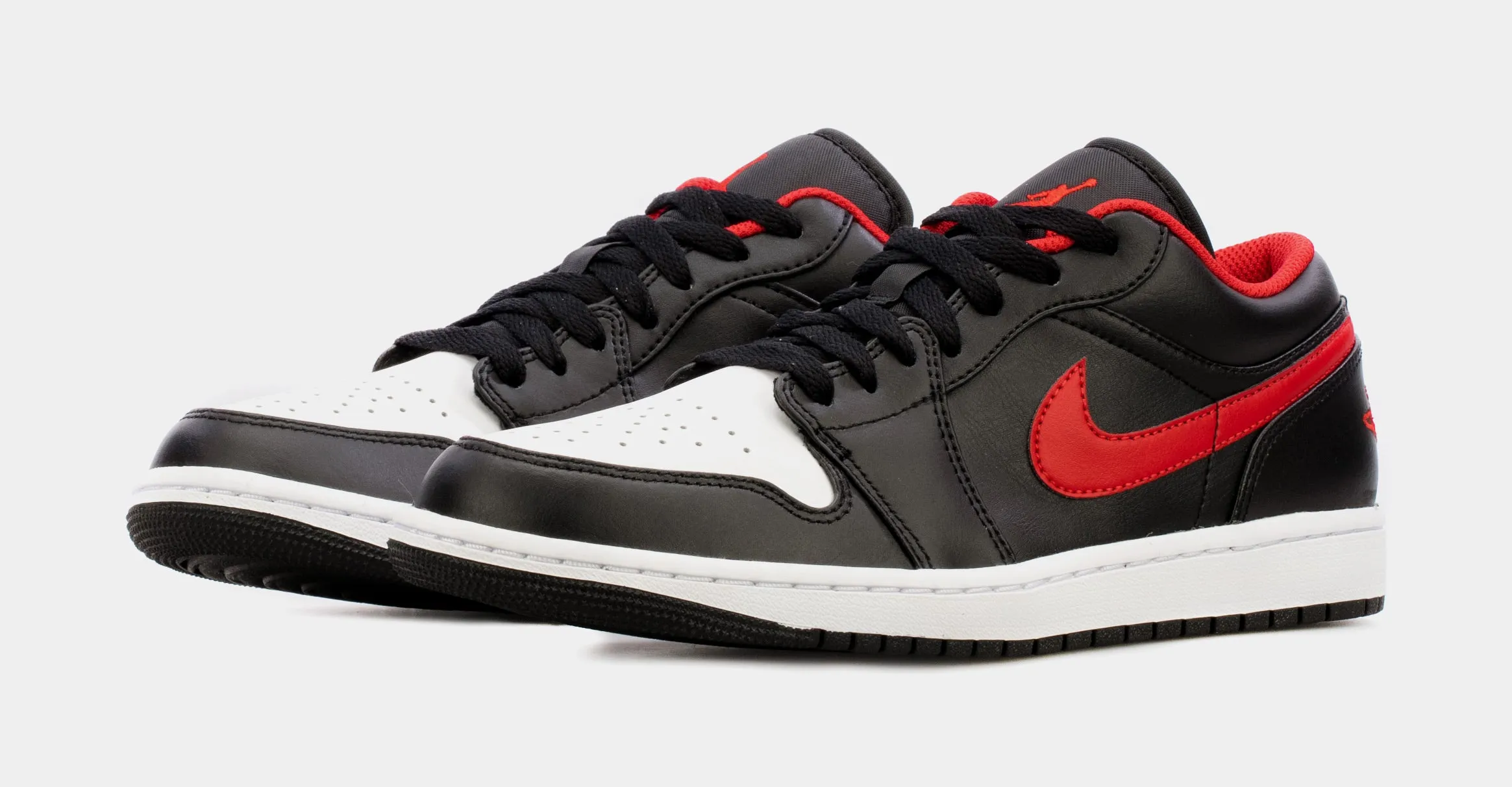 Air Jordan 1 Low White Toe Mens Lifestyle Shoes (Black/Red)