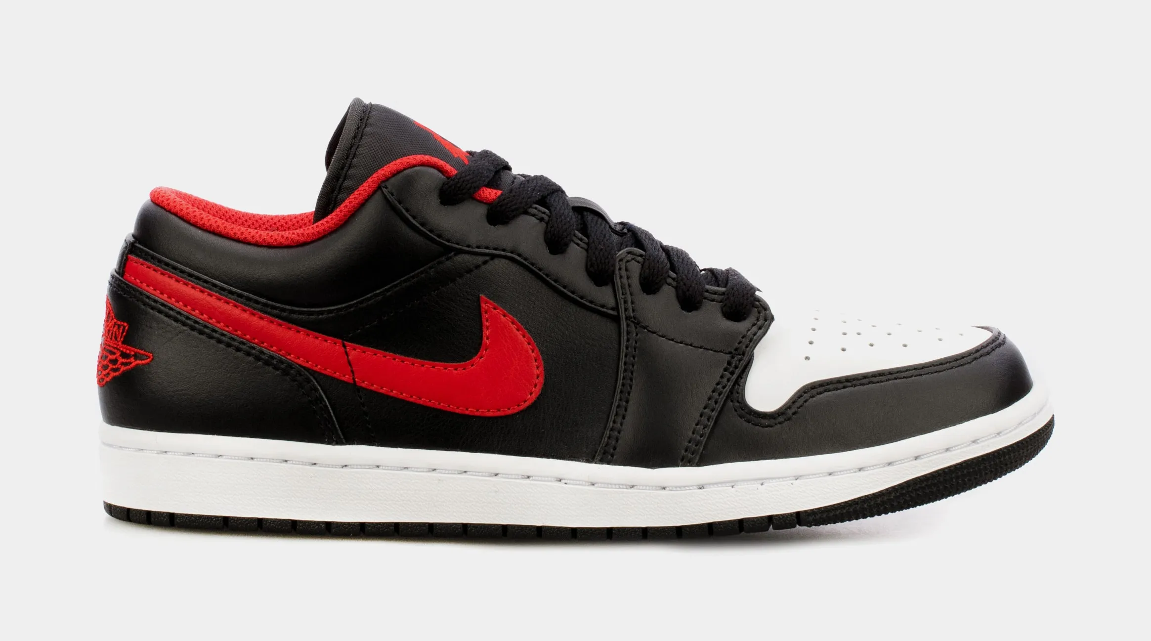 Air Jordan 1 Low White Toe Mens Lifestyle Shoes (Black/Red)