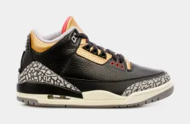 Air Jordan 3 Retro Black Gold Womens Lifestyle Shoes (Black/Brown) Free Shipping