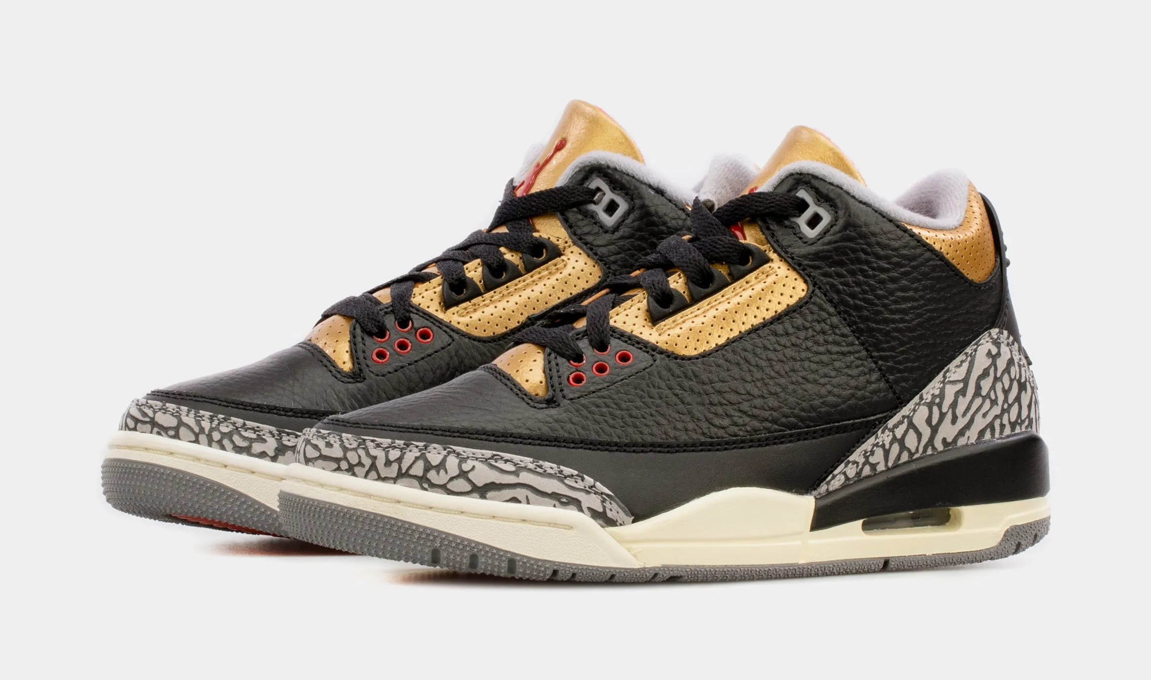 Air Jordan 3 Retro Black Gold Womens Lifestyle Shoes (Black/Brown) Free Shipping