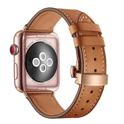 Apple Watch Band Genuine Leather Rose Gold Connectors