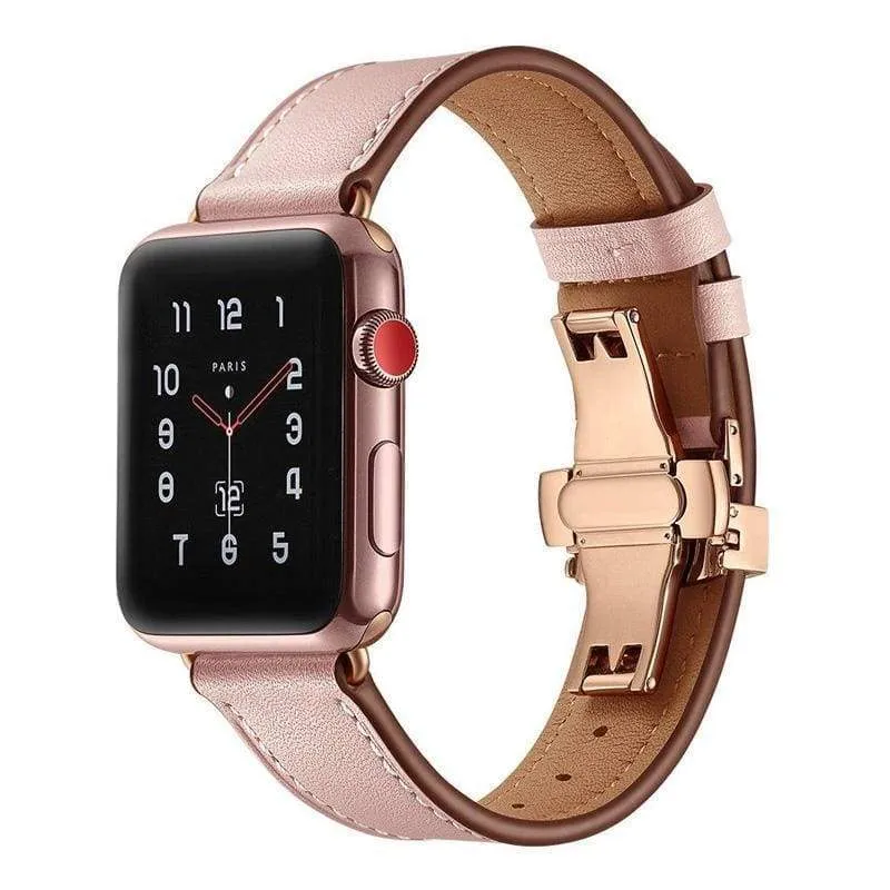 Apple Watch Band Genuine Leather Rose Gold Connectors