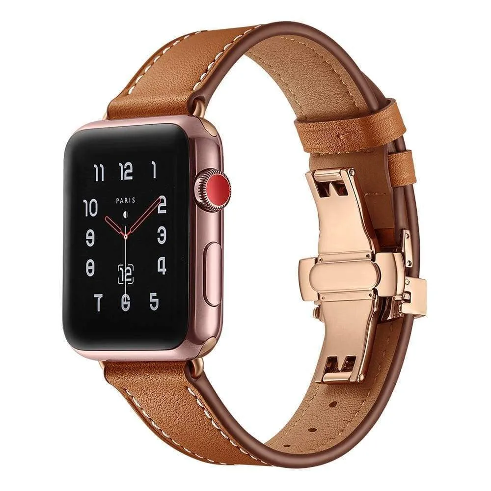 Apple Watch Band Genuine Leather Rose Gold Connectors