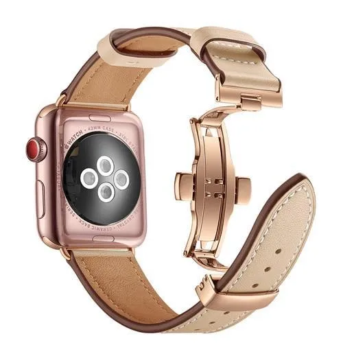 Apple Watch Band Genuine Leather Rose Gold Connectors