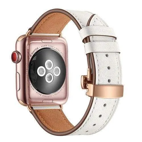 Apple Watch Band Genuine Leather Rose Gold Connectors