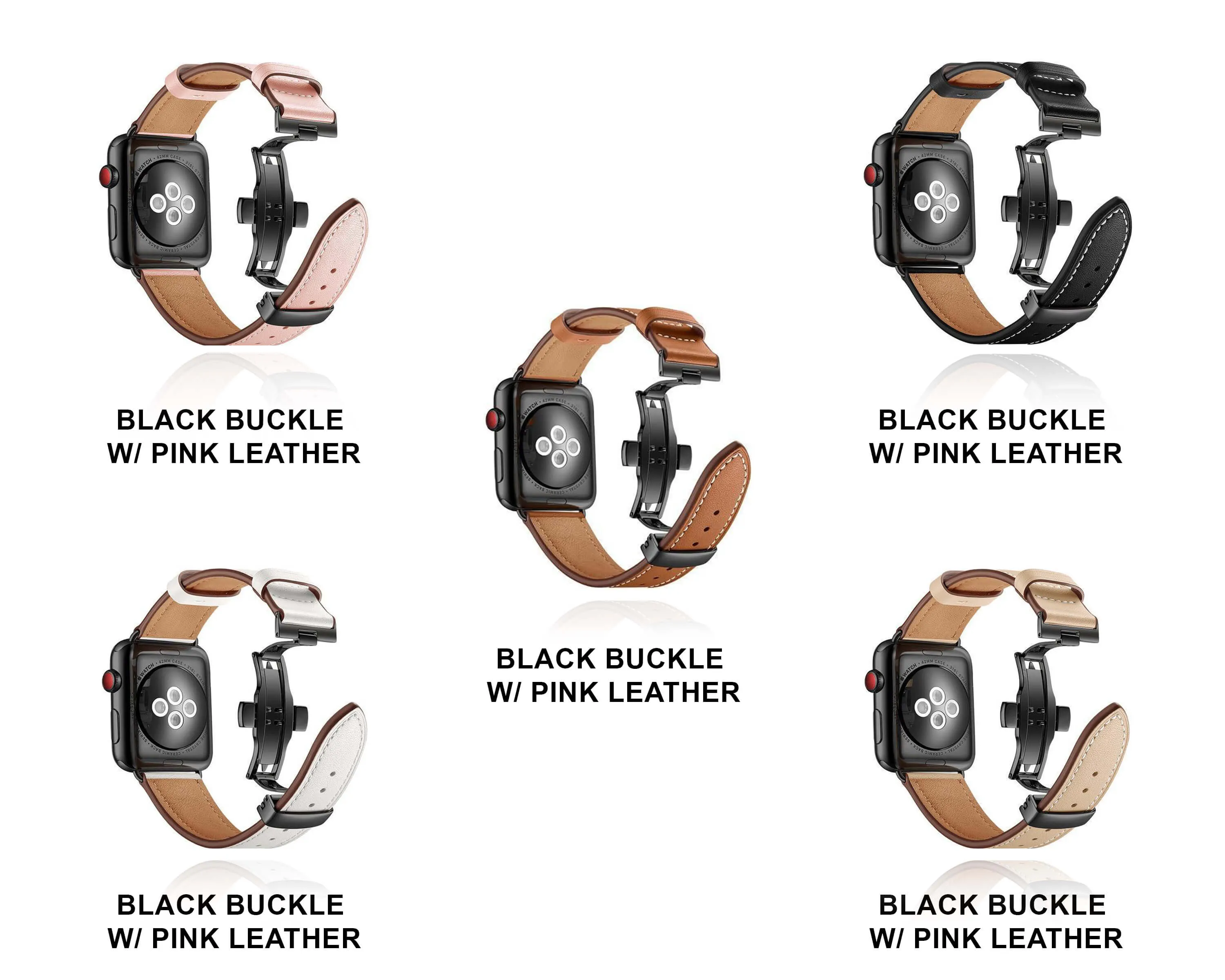 Apple Watch Band Genuine Leather Rose Gold Connectors