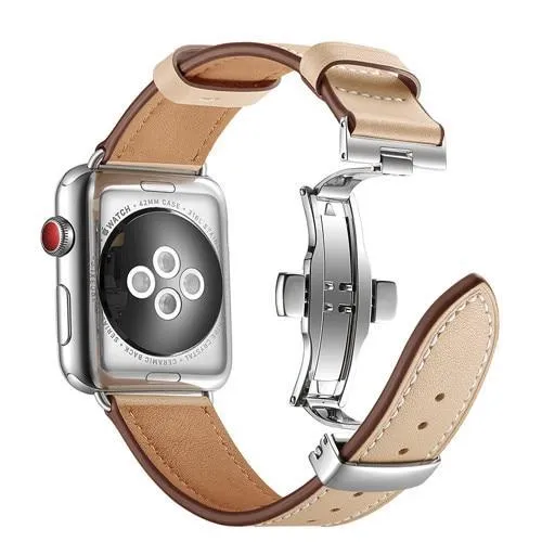 Apple Watch Band Genuine Leather Rose Gold Connectors