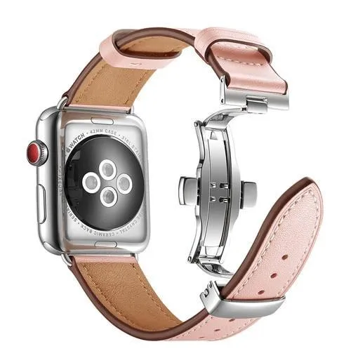 Apple Watch Band Genuine Leather Rose Gold Connectors