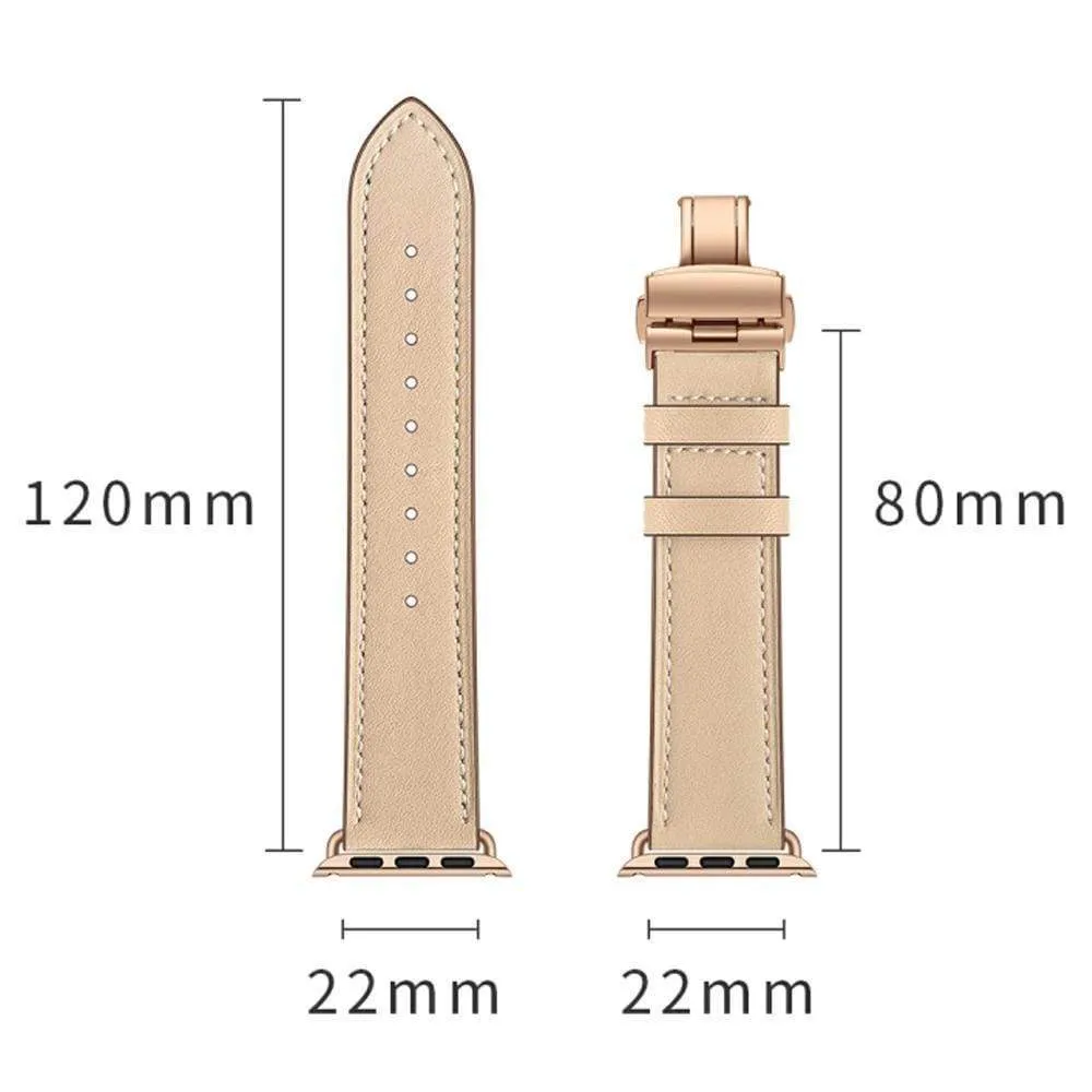 Apple Watch Band Genuine Leather Rose Gold Connectors