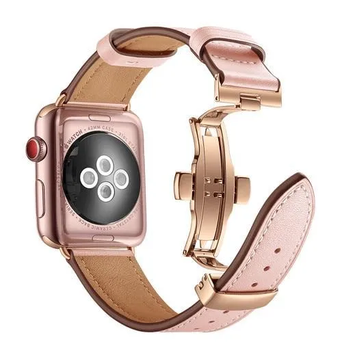 Apple Watch Band Genuine Leather Rose Gold Connectors