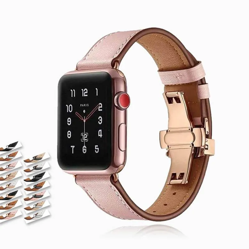 Apple Watch Band Genuine Leather Rose Gold Connectors