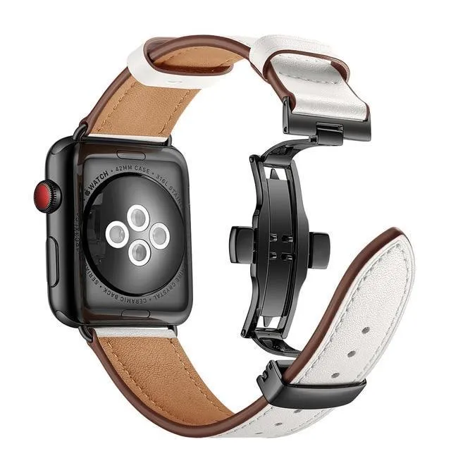 Apple Watch Band Genuine Leather Rose Gold Connectors