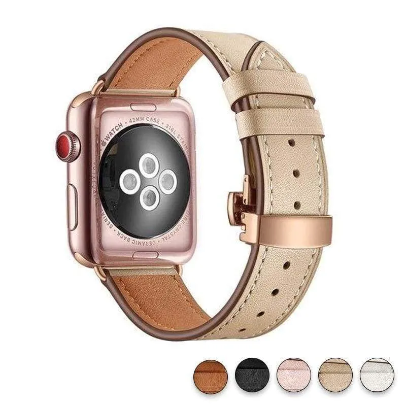 Apple Watch Band Genuine Leather Rose Gold Connectors