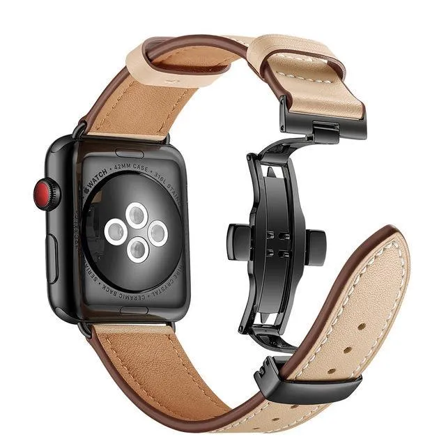 Apple Watch Band Genuine Leather Rose Gold Connectors