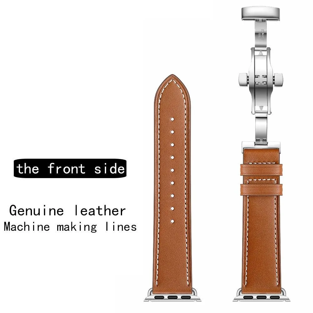 Apple Watch Band Genuine Leather Rose Gold Connectors