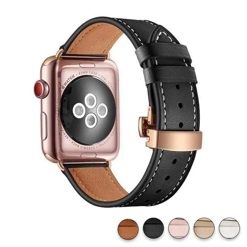 Apple Watch Band Genuine Leather Rose Gold Connectors