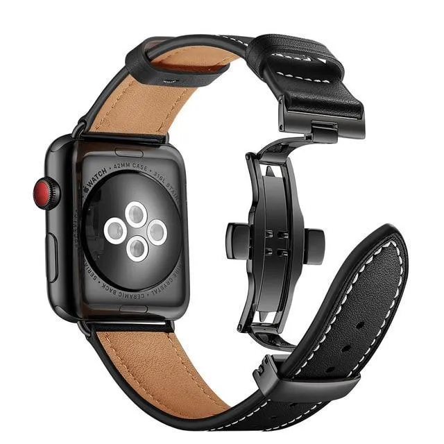 Apple Watch Band Genuine Leather Rose Gold Connectors