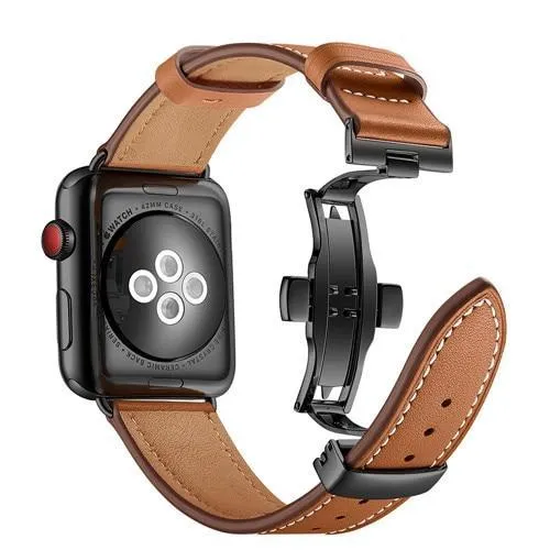 Apple Watch Band Genuine Leather Rose Gold Connectors