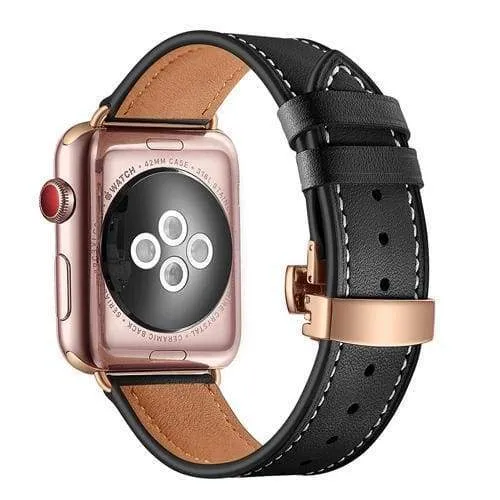 Apple Watch Band Genuine Leather Rose Gold Connectors