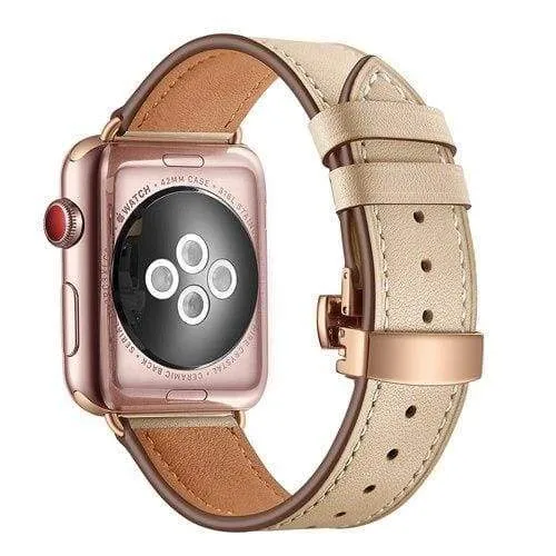 Apple Watch Band Genuine Leather Rose Gold Connectors