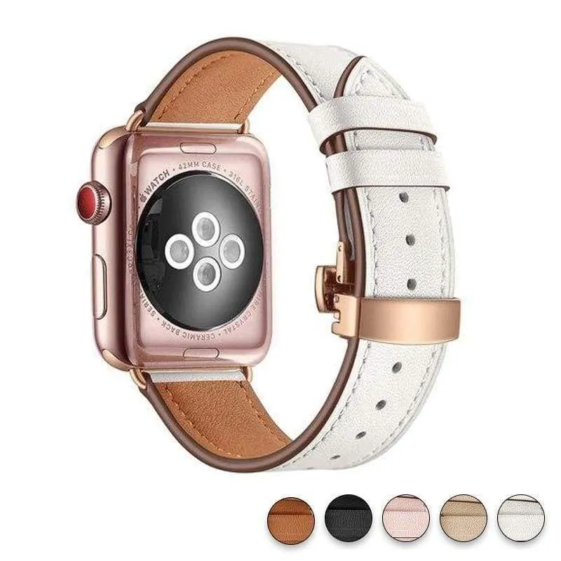 Apple Watch Band Genuine Leather Rose Gold Connectors