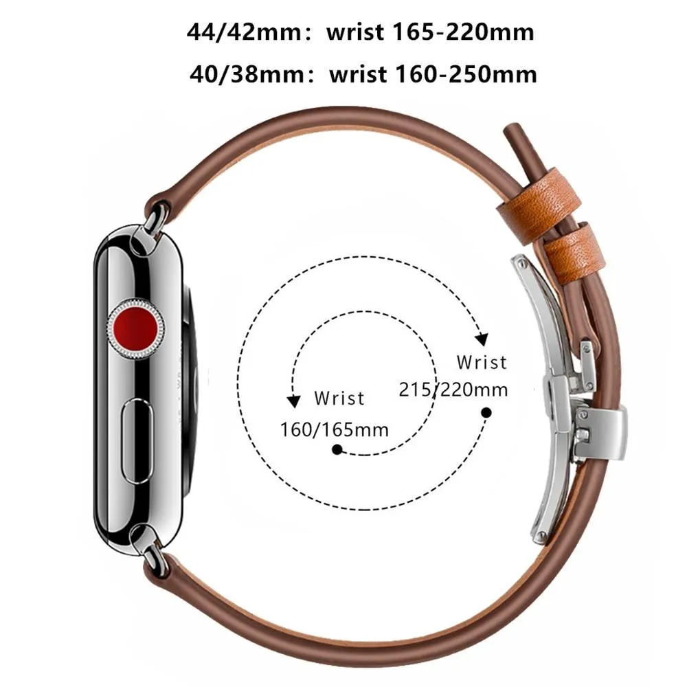 Apple Watch Band Genuine Leather Rose Gold Connectors