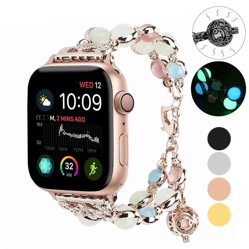 Apple Watch Band, Ladies Beaded Luminous Glow in Dark