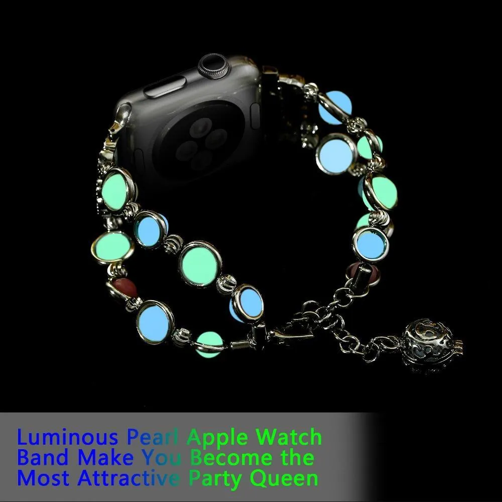 Apple Watch Band, Ladies Beaded Luminous Glow in Dark