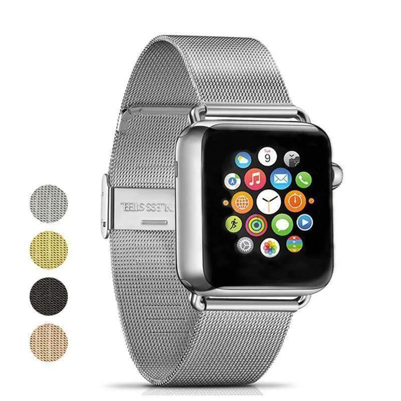 Apple Watch Band Milanese Mesh Sleek Loop Steel Watchband w Buckle 7 6