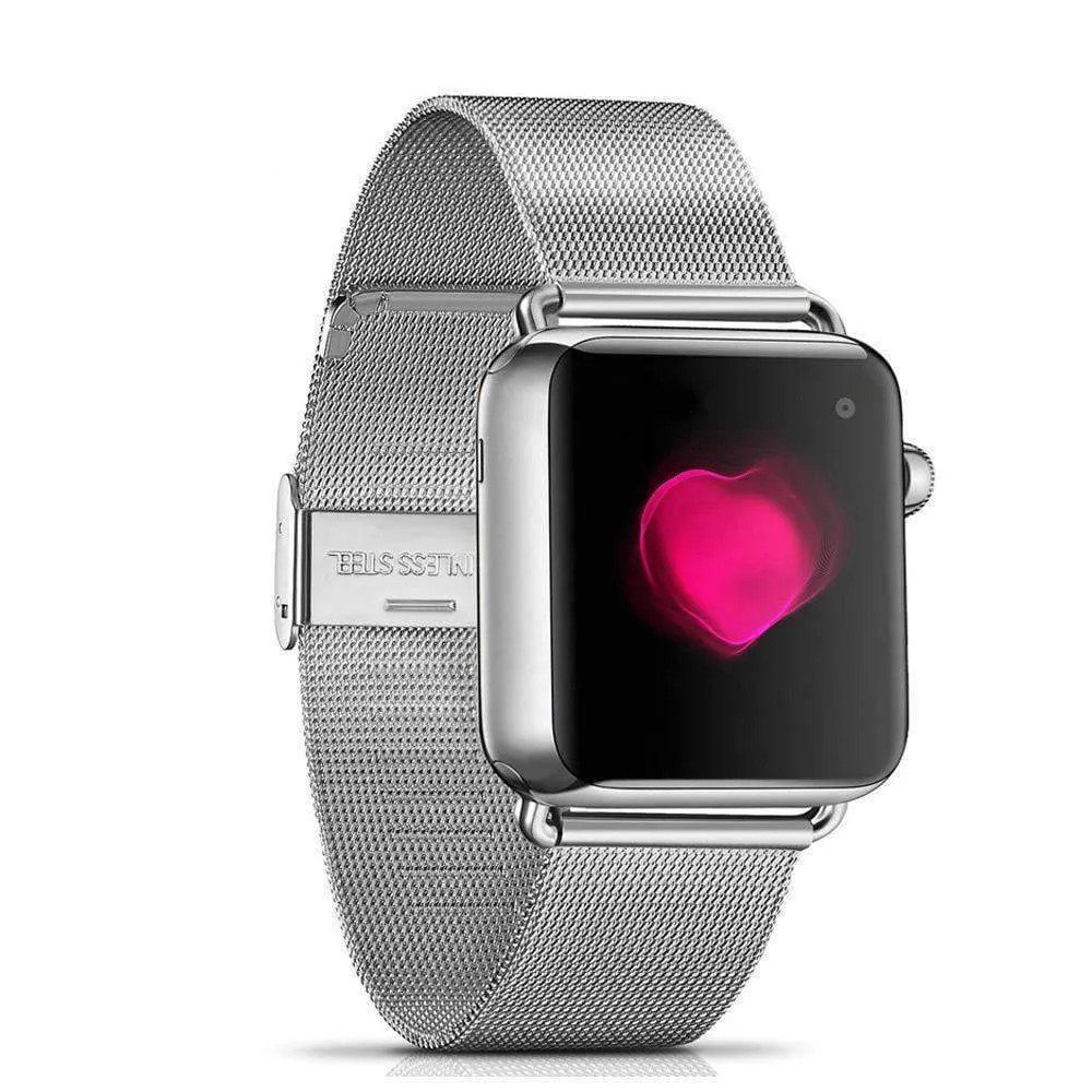 Apple Watch Band Milanese Mesh Sleek Loop Steel Watchband w Buckle 7 6