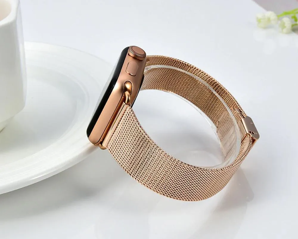 Apple Watch Band Milanese Mesh Sleek Loop Steel Watchband w Buckle 7 6