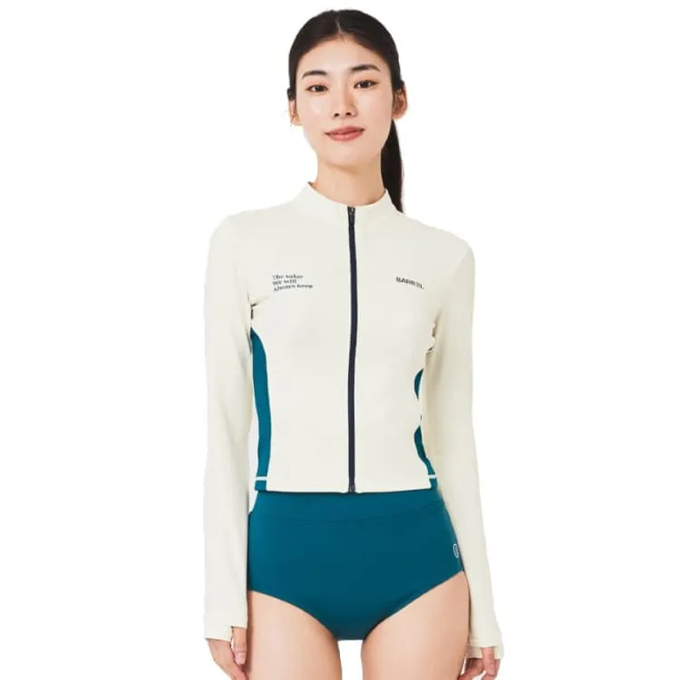 Barrel Women Vibe Crop Zip-Up Rashguard-IVORY