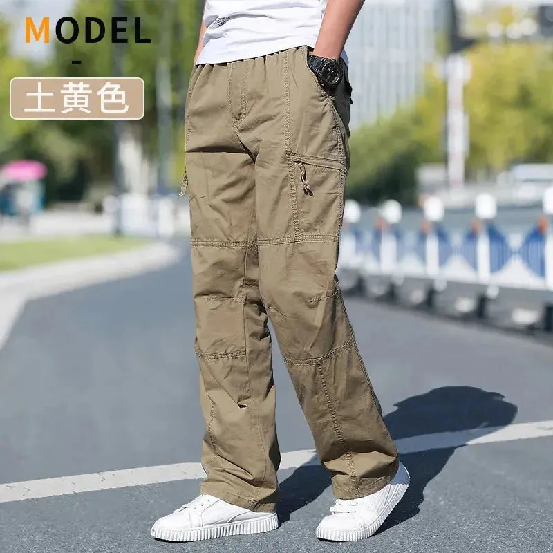 Cargo Pants Men's Loose Straight Pants Plus Size Clothing Work Wear Korean Japanese Joggers Homme Sports Cotton Casual Trousers