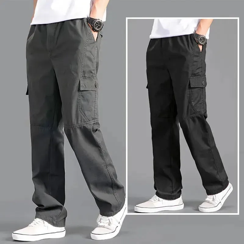 Cargo Pants Men's Loose Straight Pants Plus Size Clothing Work Wear Korean Japanese Joggers Homme Sports Cotton Casual Trousers