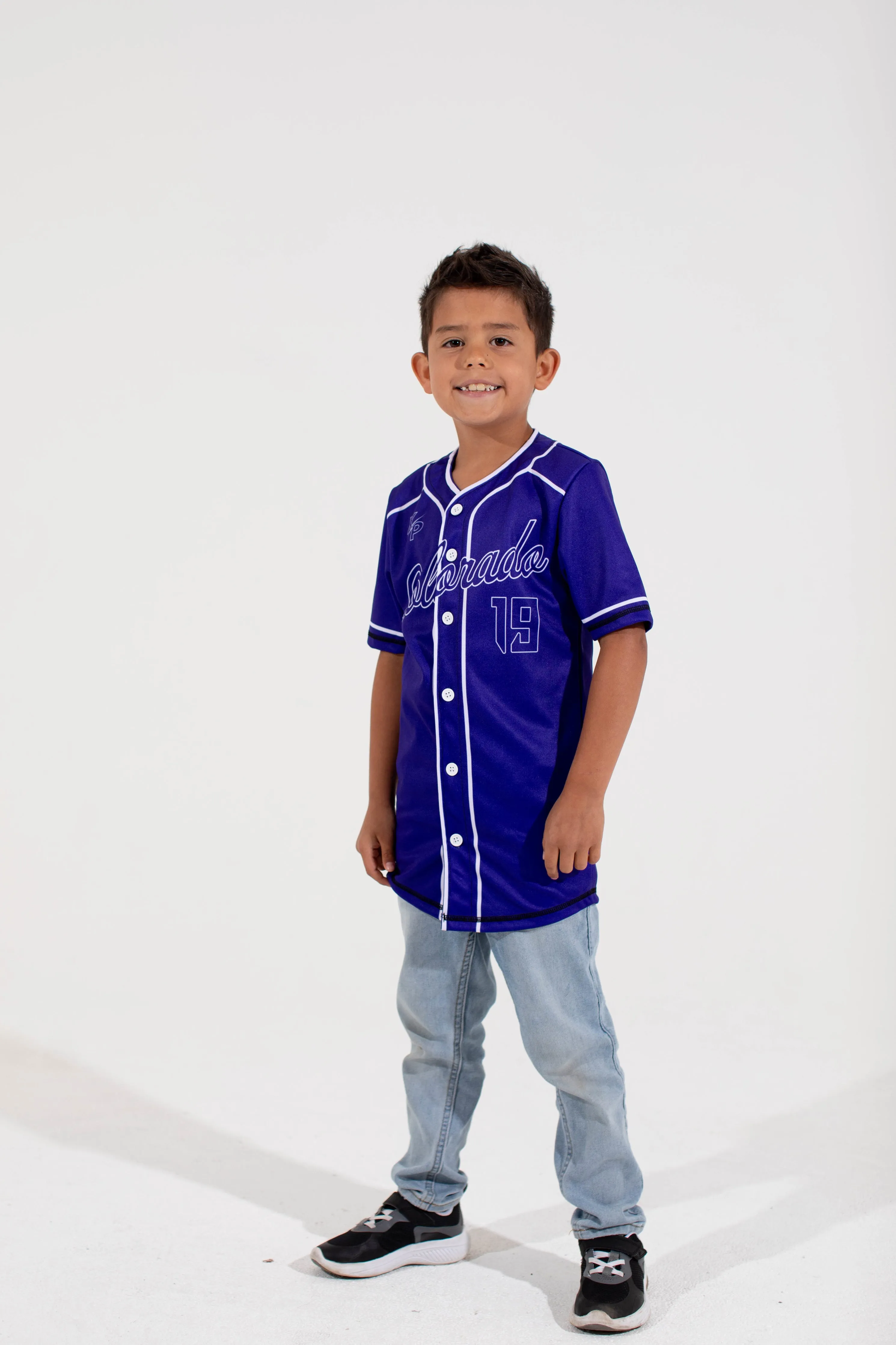 Colorado full button Baseball Jersey in Blue