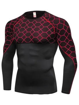 Elastic Compression Men's Fitness T-Shirt with Long Sleeves - SF1375