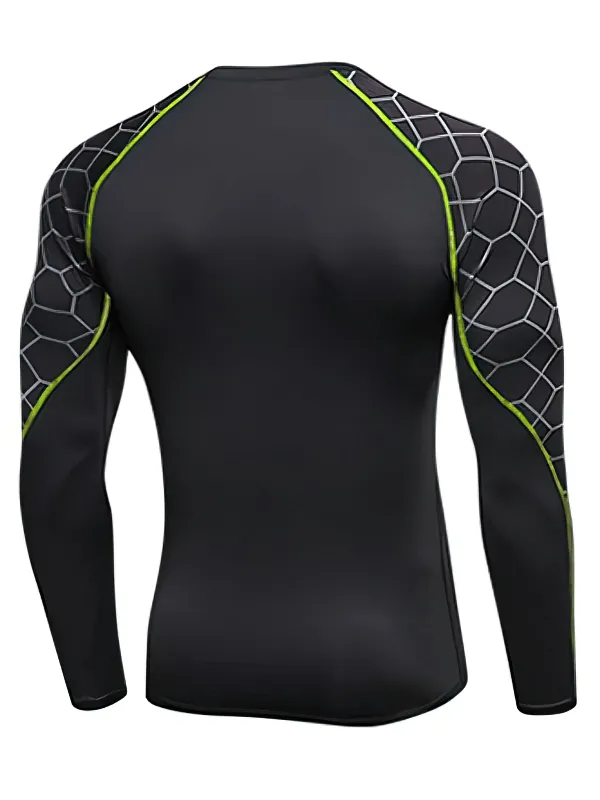 Elastic Compression Men's Fitness T-Shirt with Long Sleeves - SF1375