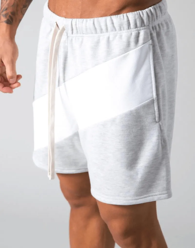 Elastic Waist Patchwork Running Shorts / Gym Cotton Loose Shorts - SF1090