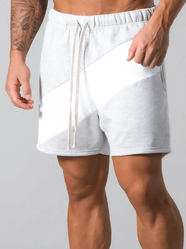 Elastic Waist Patchwork Running Shorts / Gym Cotton Loose Shorts - SF1090