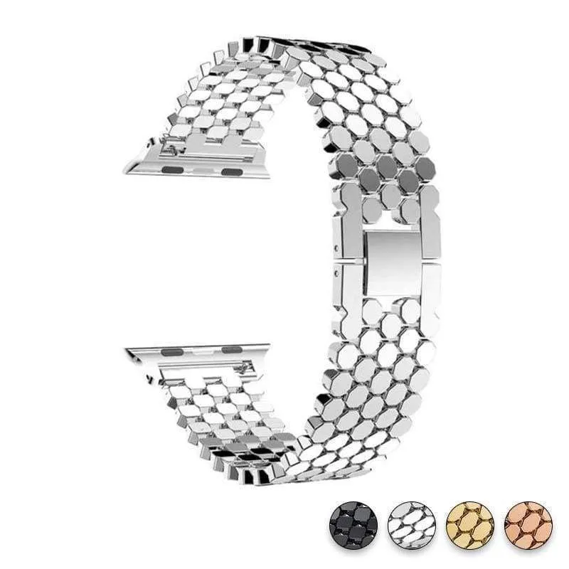 Gold Apple Watchband Luxury Designer Women Series Hexagon Strap