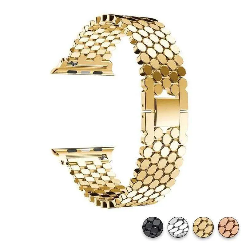 Gold Apple Watchband Luxury Designer Women Series Hexagon Strap