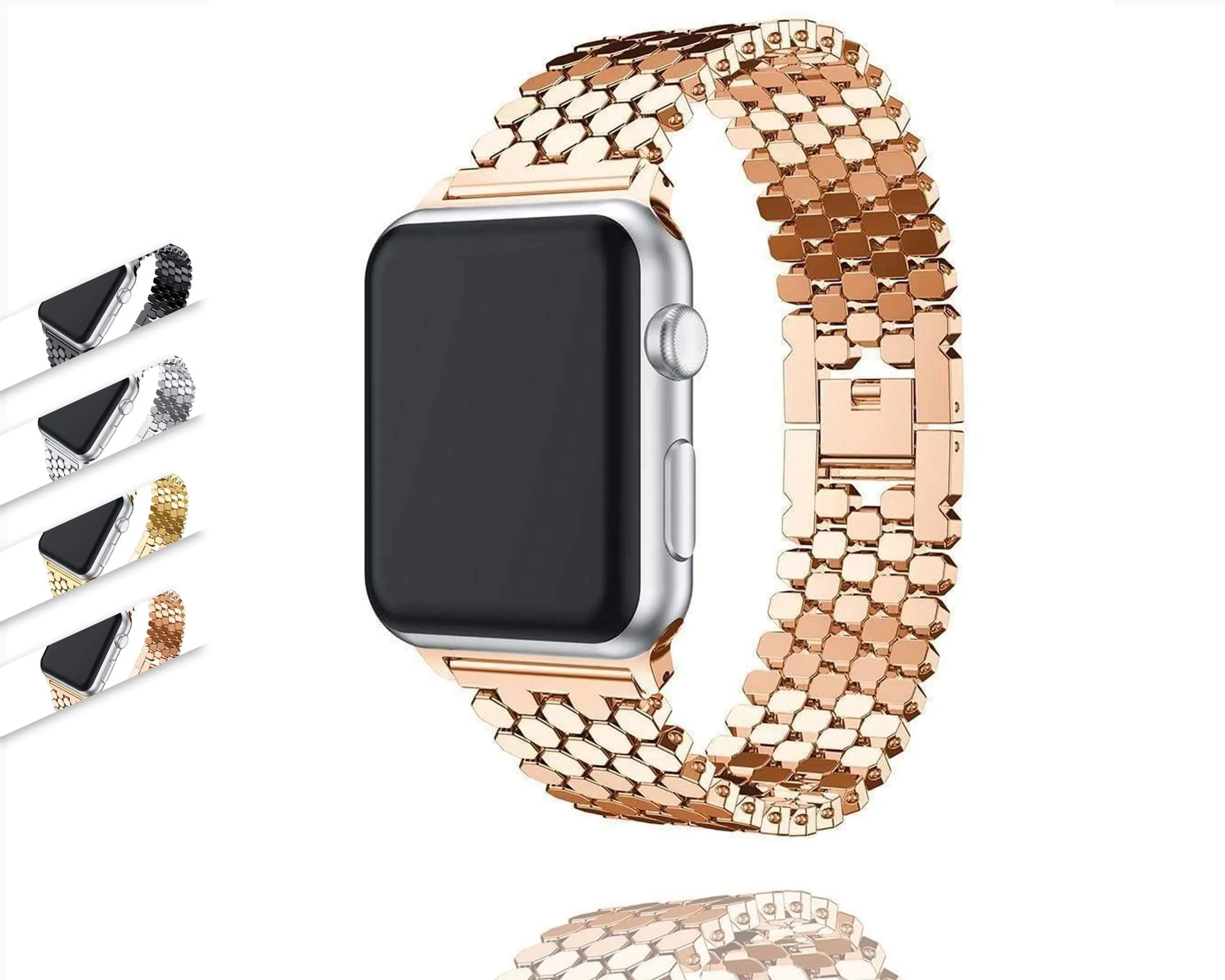 Gold Apple Watchband Luxury Designer Women Series Hexagon Strap