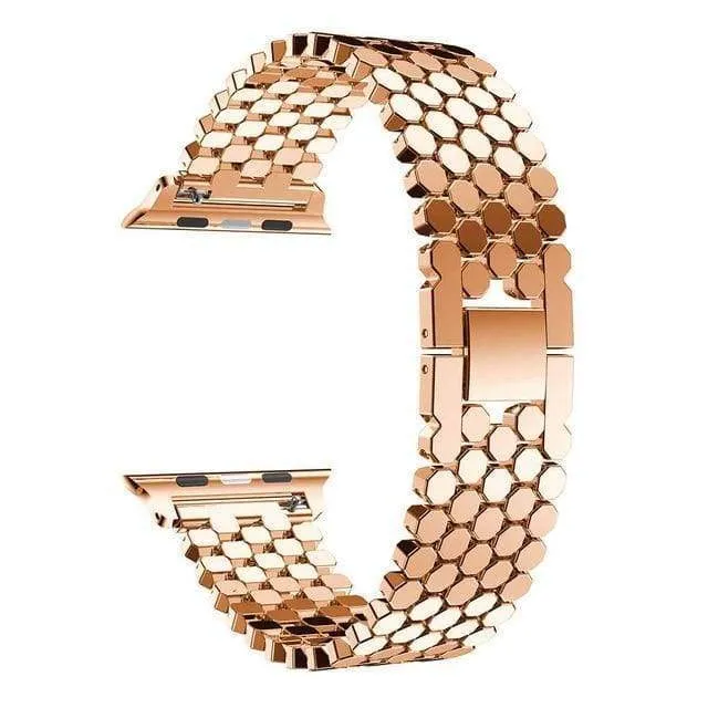 Gold Apple Watchband Luxury Designer Women Series Hexagon Strap