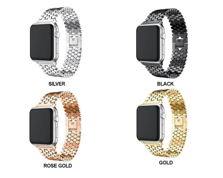 Gold Apple Watchband Luxury Designer Women Series Hexagon Strap