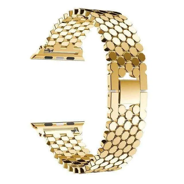 Gold Apple Watchband Luxury Designer Women Series Hexagon Strap