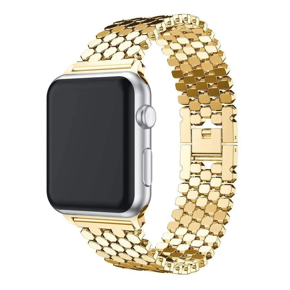 Gold Apple Watchband Luxury Designer Women Series Hexagon Strap