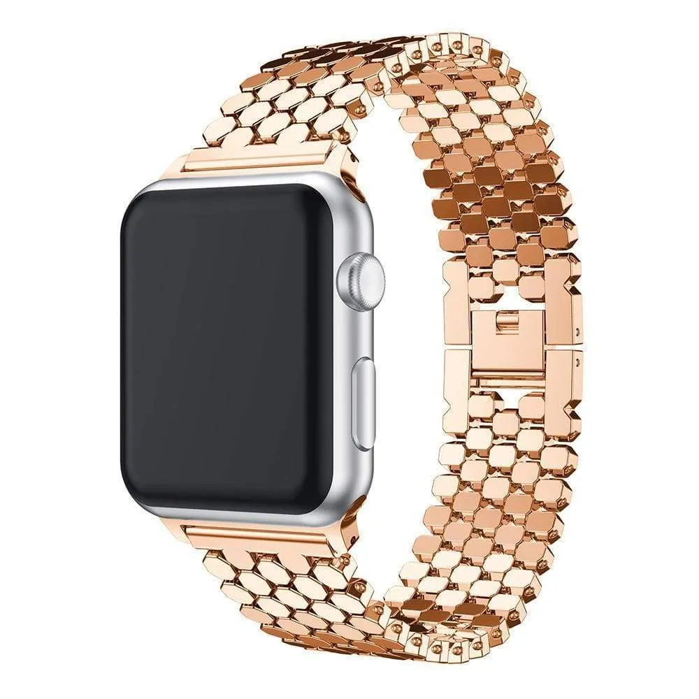 Gold Apple Watchband Luxury Designer Women Series Hexagon Strap