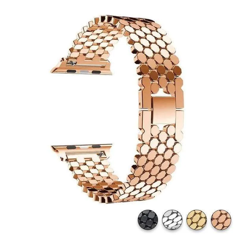 Gold Apple Watchband Luxury Designer Women Series Hexagon Strap